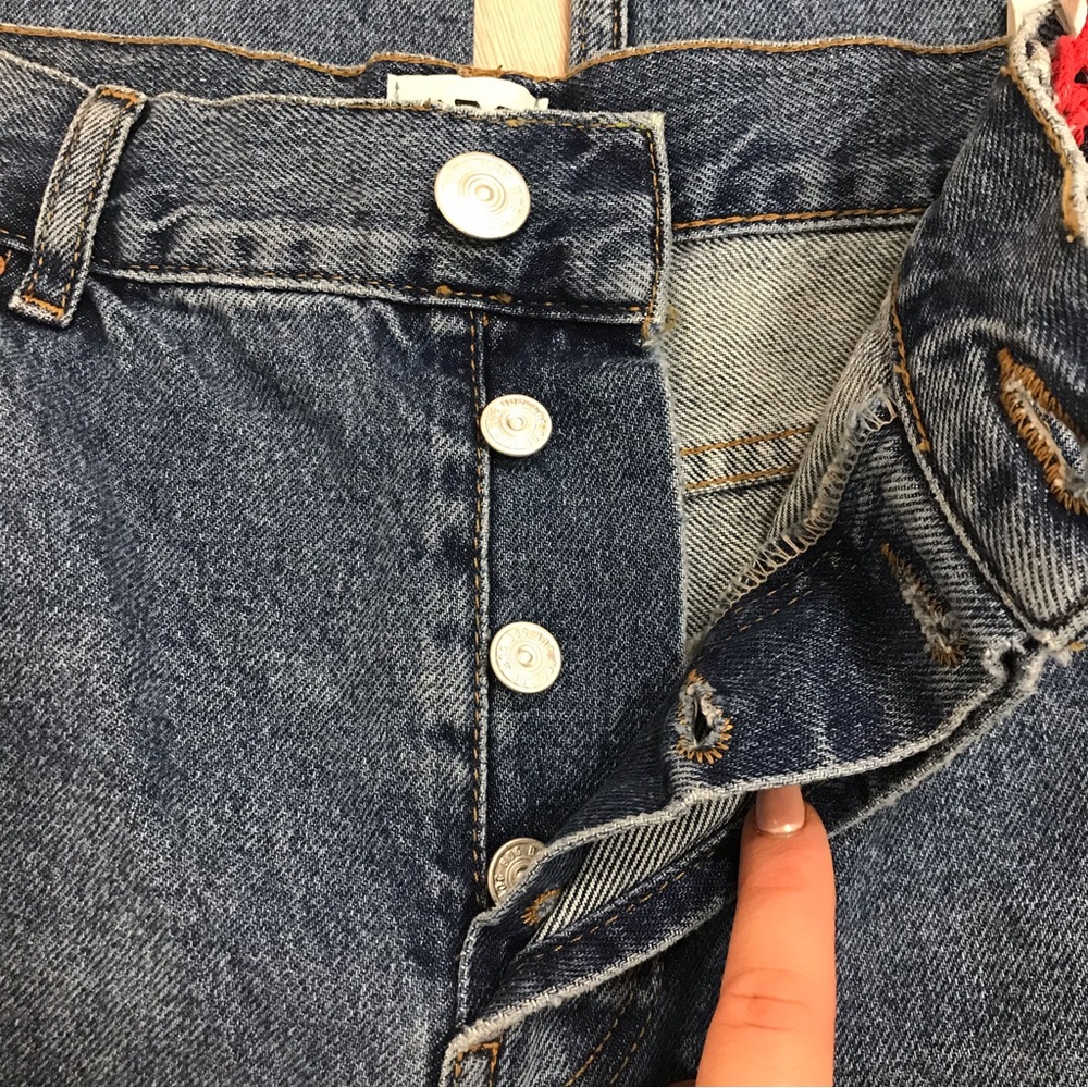 BDG Urban Outfitters Medium Wash Dad Slim Straight Leg Cropped Jean - Picture 6 of 11